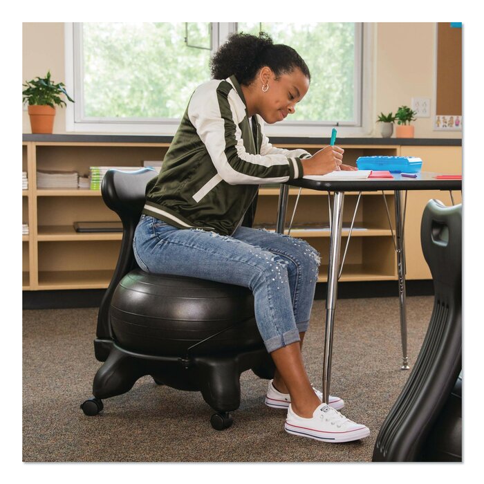 Inbox Zero Backed Ergonomic Ball Chair With Wheels Wayfair   Backed Ergonomic Ball Chair With Wheels 